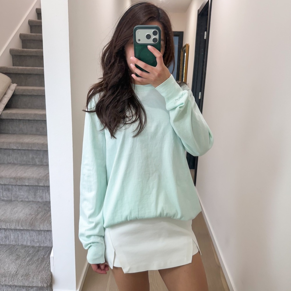 Tibi Fairy 100% Cotton Sweater Boho Coquette Cottagecore Crewneck Mint Green XS